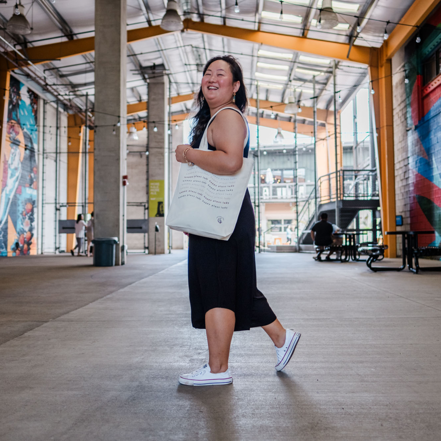 Plant-Inspired Canvas Tote Bag, Happy Plant Lady