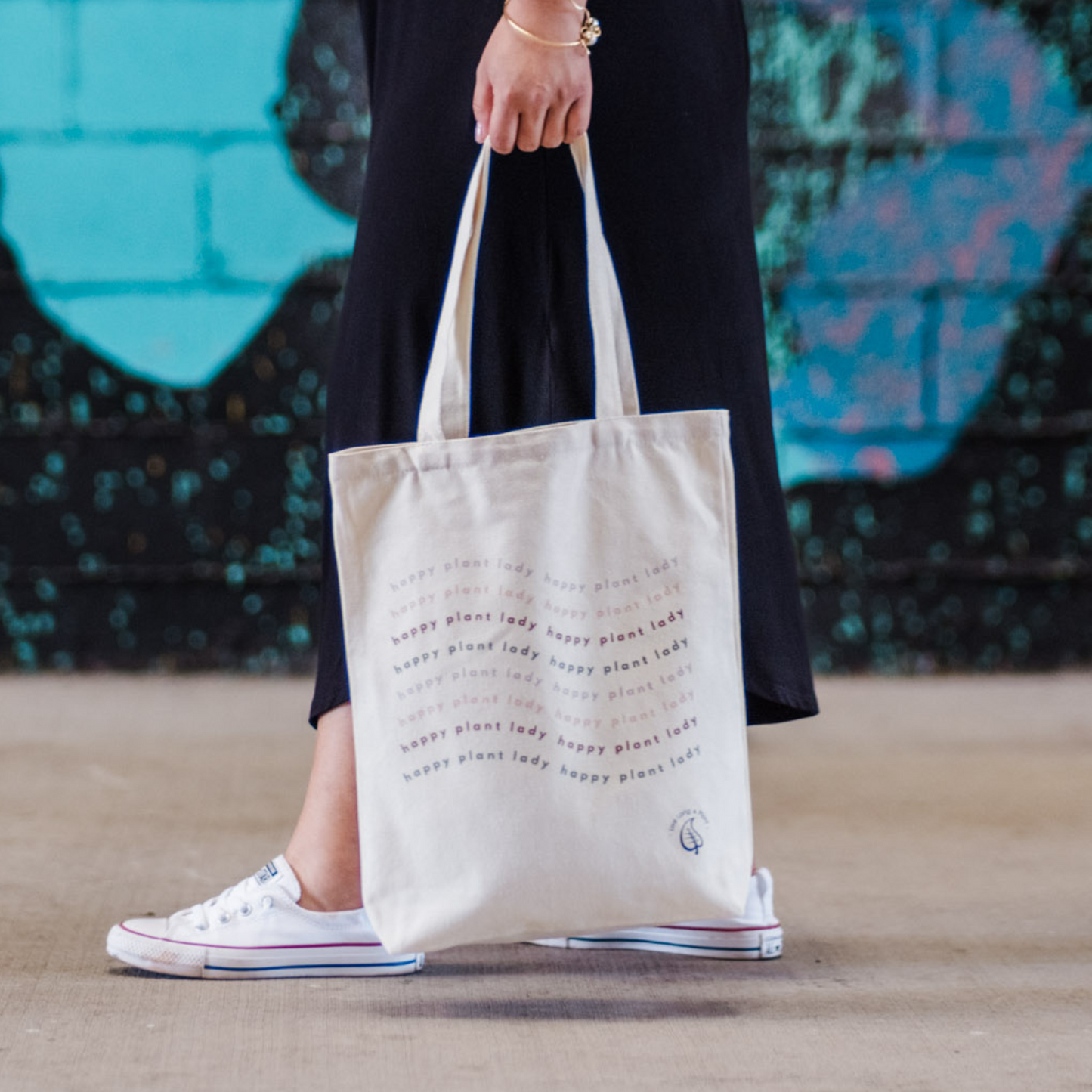 Plant-Inspired Canvas Tote Bag, Happy Plant Lady