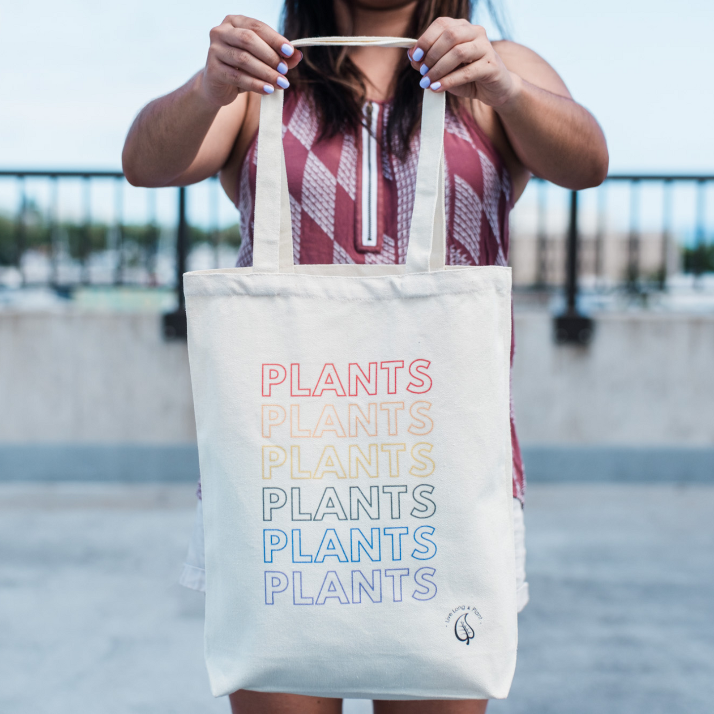 Plant-Inspired Canvas Tote Bag, Rainbow Plants