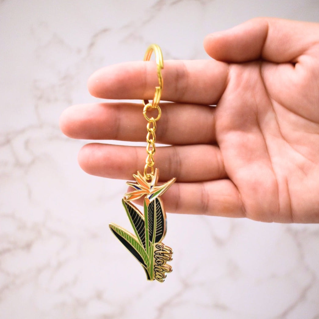 Keychain, Cute Keychain, Cute Keychain for Car Keys, Keychain for Women, Keychain Cute, Key Chain, Cute Gifts for Women, Gifts for Women, bird of paradise, hawaiian plants, hawaiian gifts, plant parent, plant lover, aloha, aloha gift