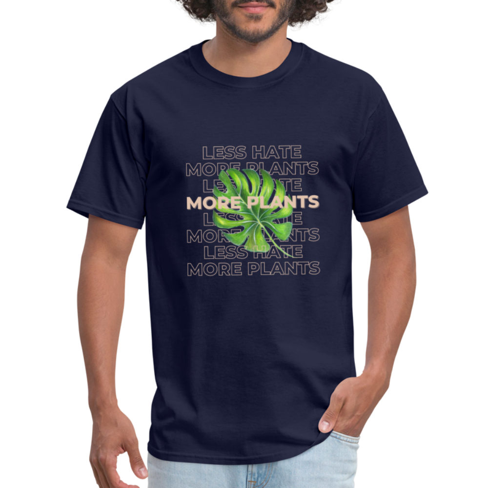 Less Hate More Plants Unisex Classic T-Shirt - navy