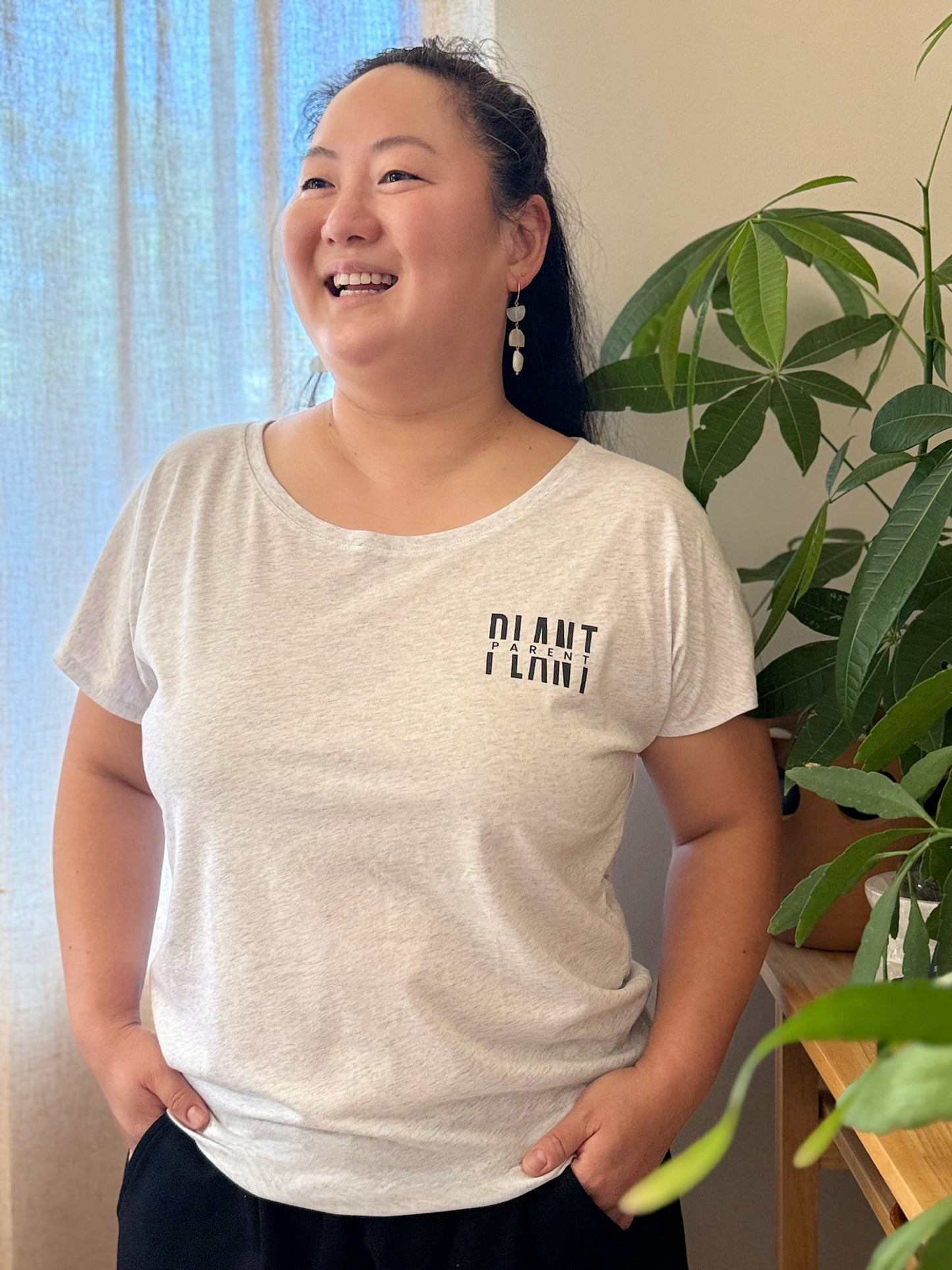 Plant Parent Heather White Dolman Sleeve Top