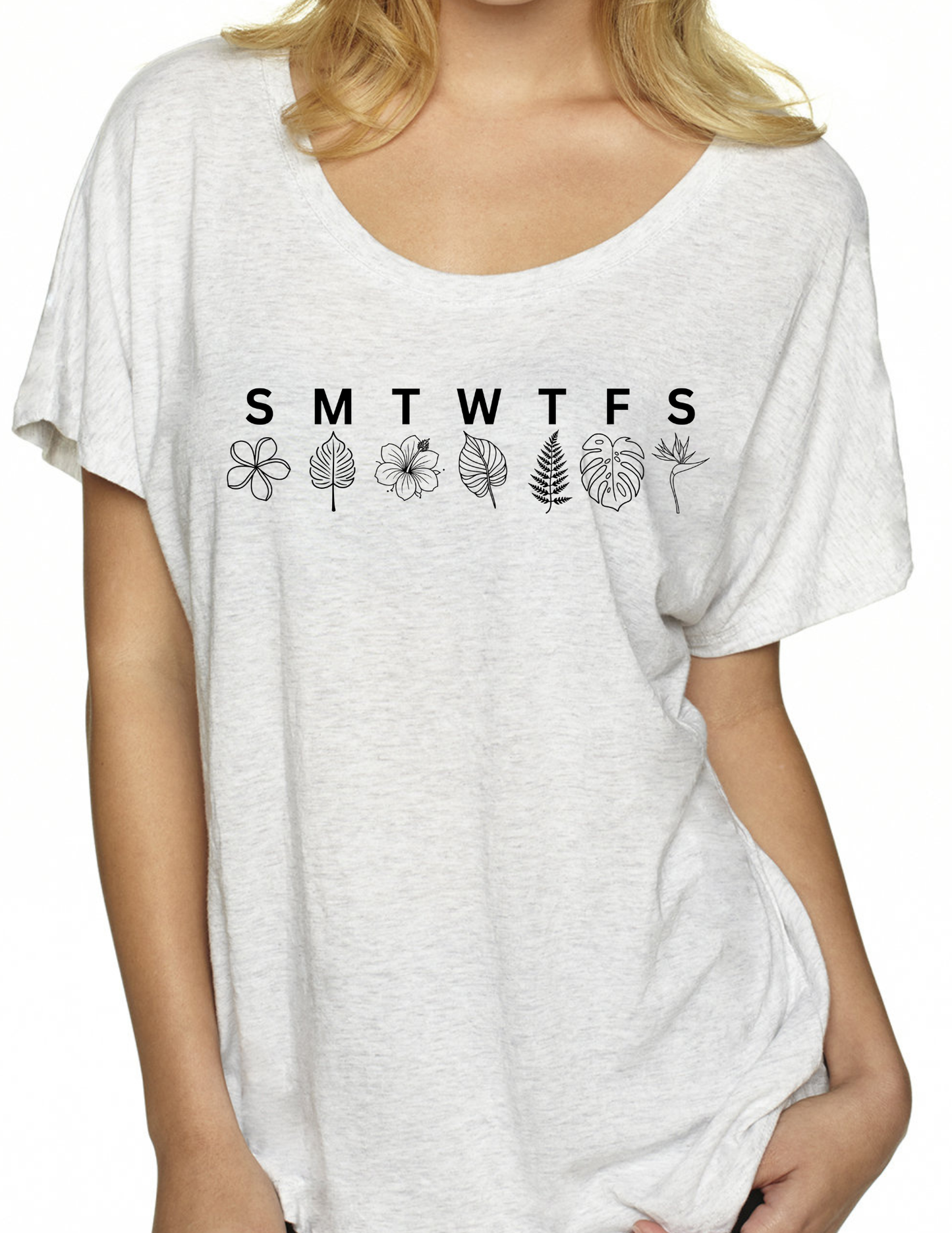 Plants Every Day Heather White Dolman Sleeve Top