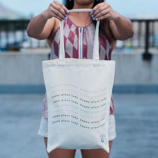 Plant-Inspired Canvas Tote Bag, Happy Plant Lady