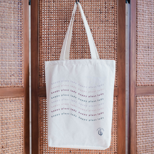 Plant-Inspired Canvas Tote Bag, Happy Plant Lady