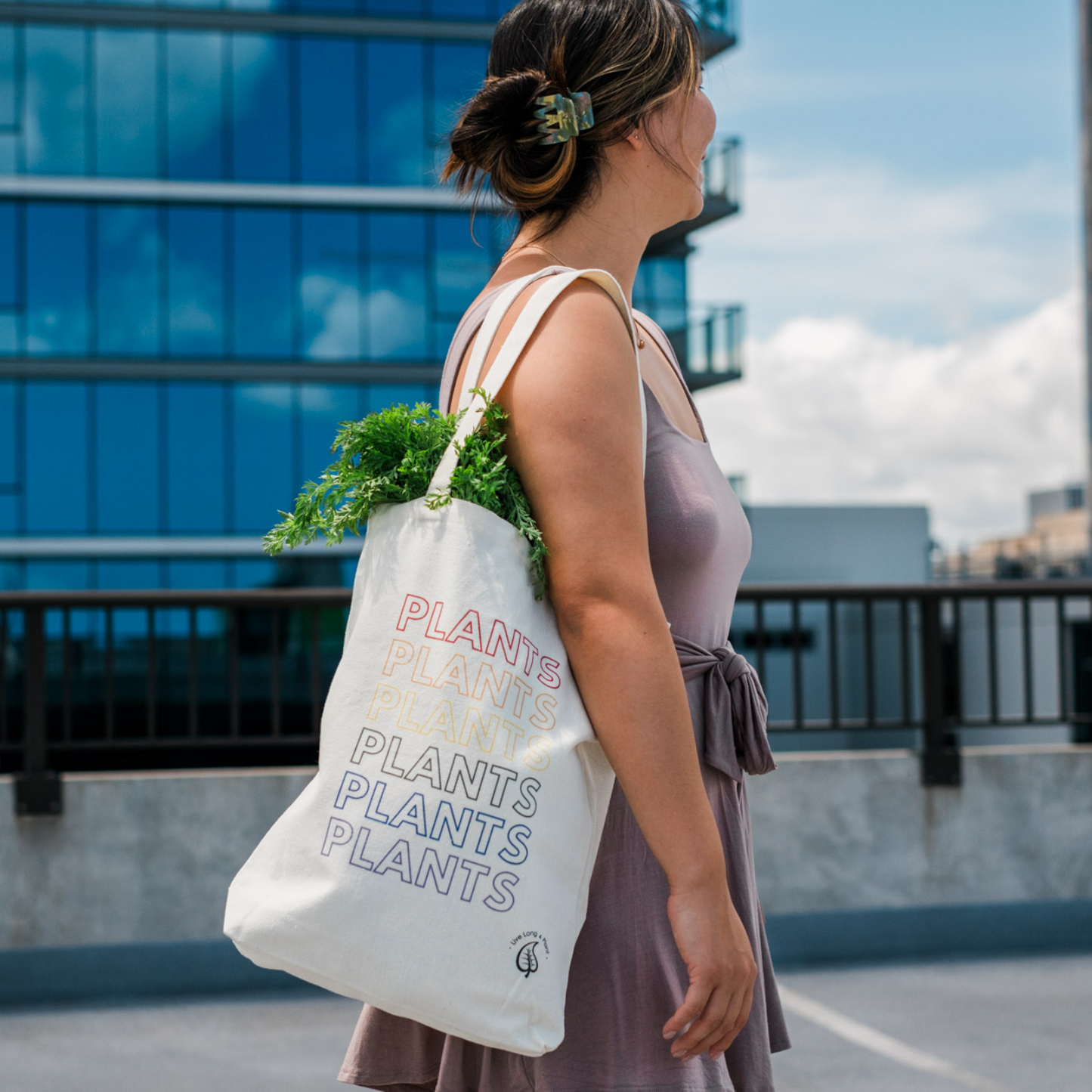 Plant-Inspired Canvas Tote Bag, Rainbow Plants