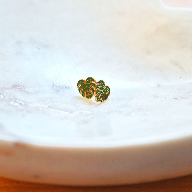 Stud Earrings, Monstera
