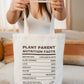 Plant-Inspired Canvas Tote Bag, Plant Parent Nutrition Facts