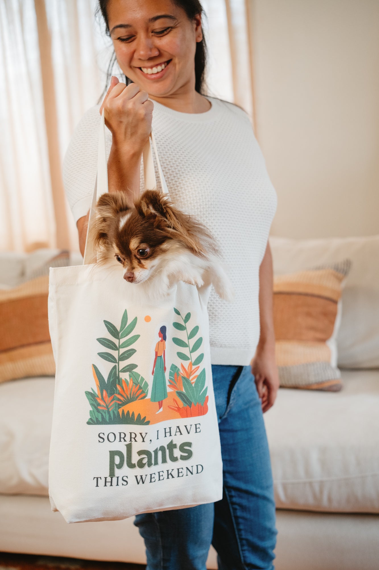 Plant-Inspired Canvas Tote Bag, Sorry I Have Plants This Weekend
