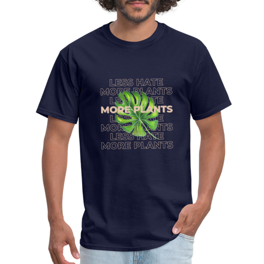 Less Hate More Plants Unisex Classic T-Shirt - navy